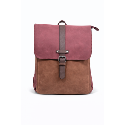 Zaino Donna in Ecopelle Stile Vintage con Tasca Posteriore con Zip e Chiusura con Patta