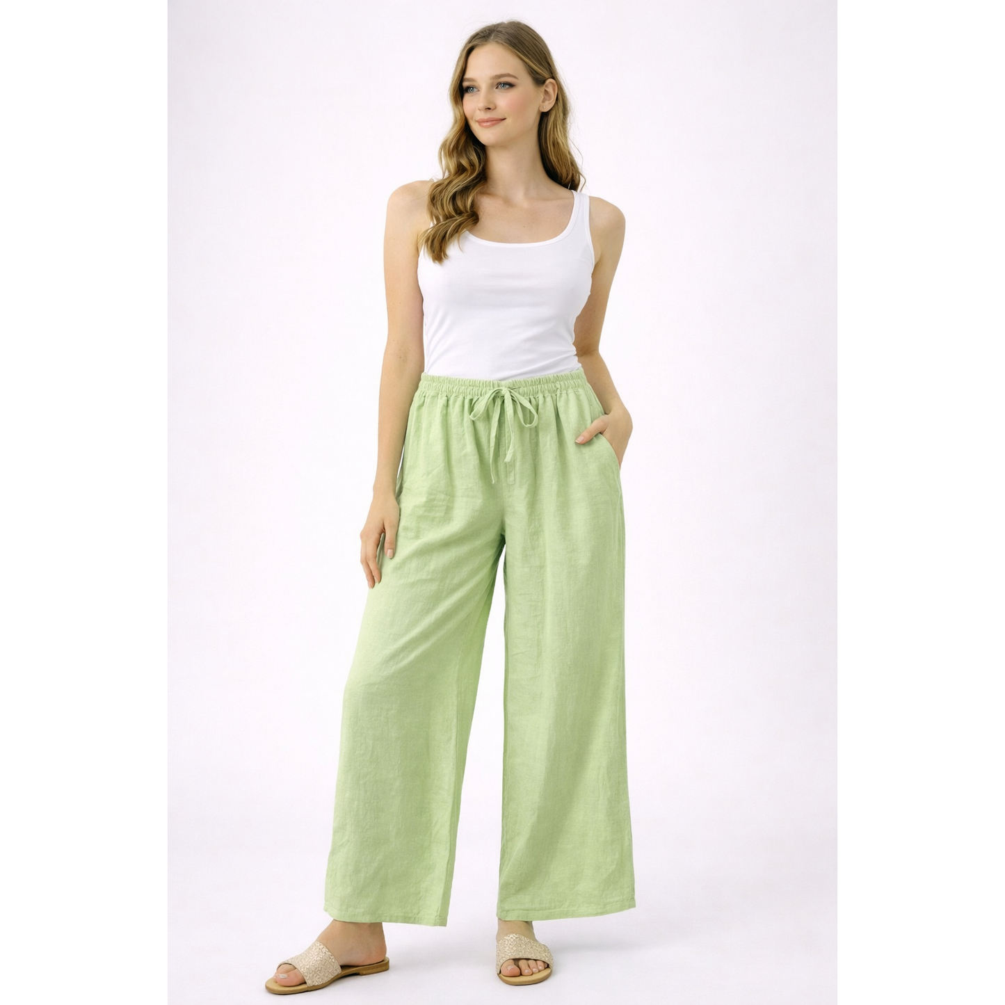 Pantaloni Donna Palazzo Vita Elastico – Pantaloni Larghi Casual