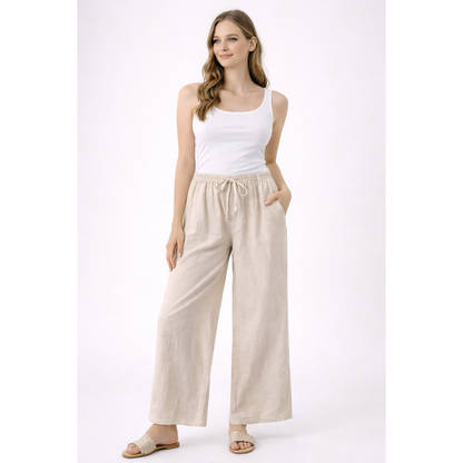 Pantaloni Donna Palazzo Vita Elastico – Pantaloni Larghi Casual