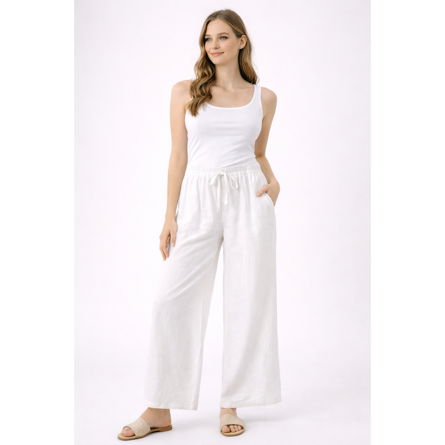 Pantaloni Donna Palazzo Vita Elastico – Pantaloni Larghi Casual