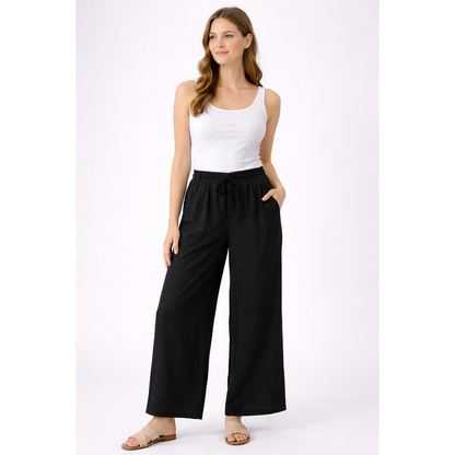 Pantaloni Donna Palazzo Vita Elastico – Pantaloni Larghi Casual