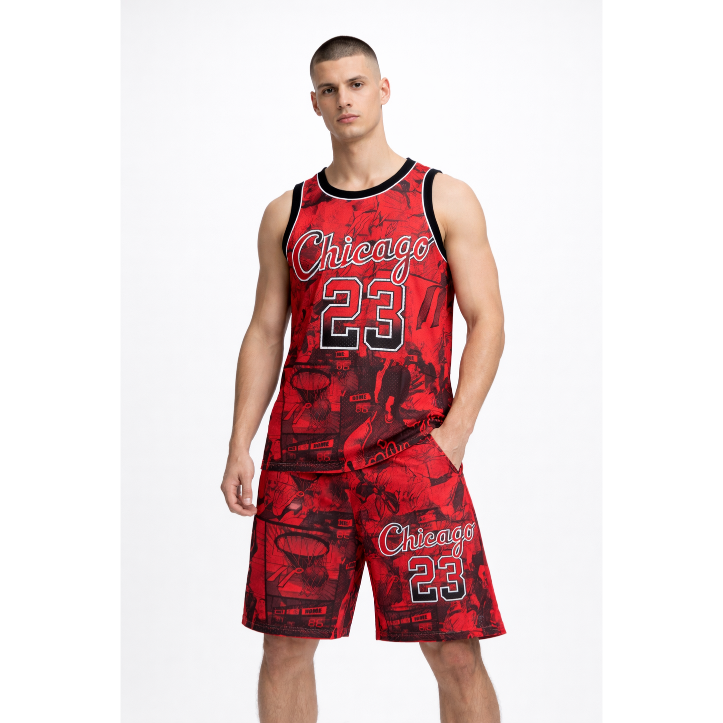Completo Basket Uomo Chicago 23 – Canotta + Shorts Sportivi