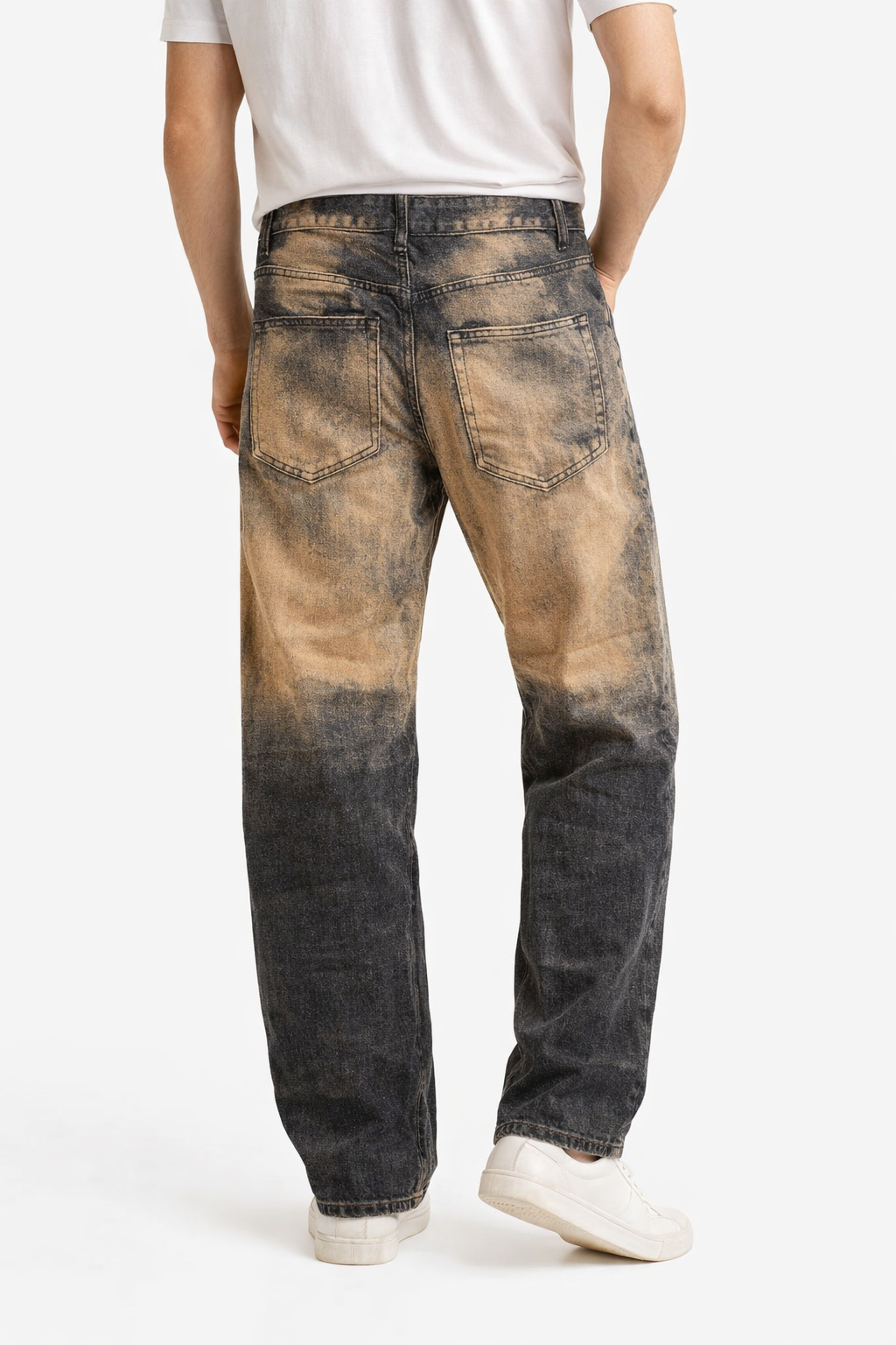 Jeans Uomo Straight Fit Effetto Lavato Streetwear
