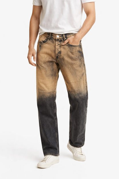 Jeans Uomo Straight Fit Effetto Lavato Streetwear