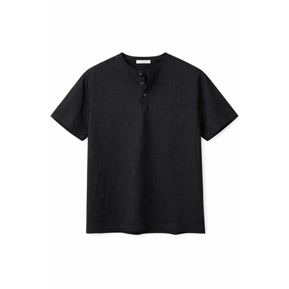 T-Shirt Henley Texture Premium Uomo