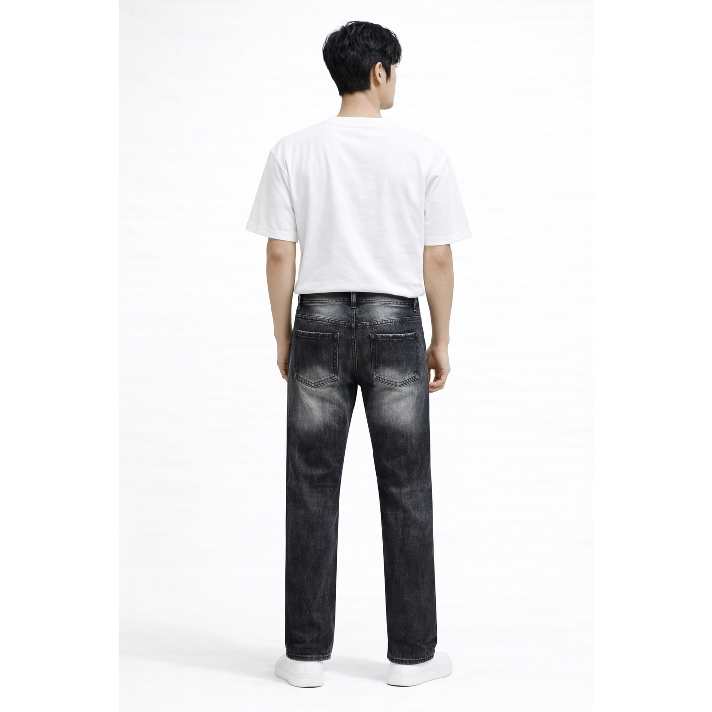 Jeans Uomo Nero Destroyed con Schizzi di Vernice – Baggy Fit