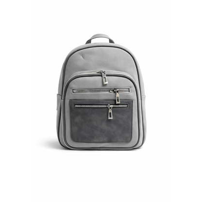 Zaino Bicolore Nero-Cuoio con Tasche Zip