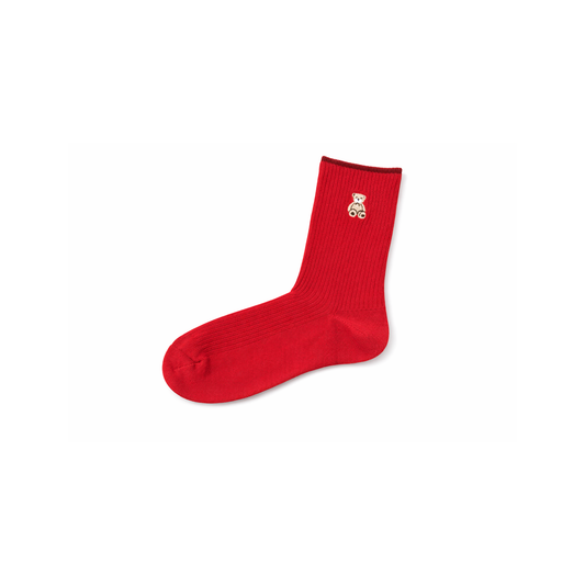 Calze Unisex a Costine con Ricamo Orsetto – Cotone Morbido, Stile Casual Trendy